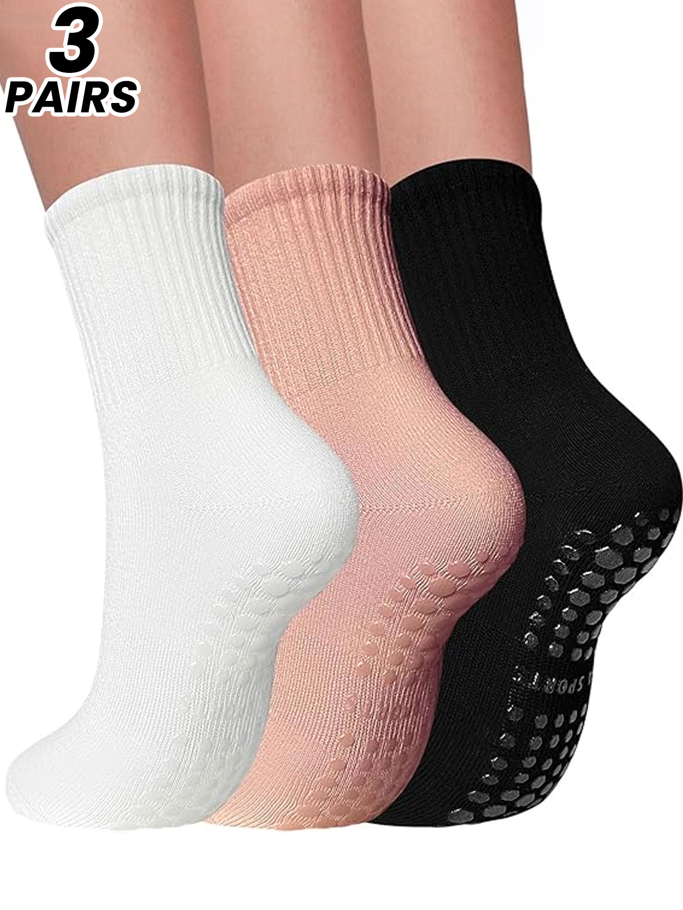 Pilates Yoga Grip Socks - 3 pairs of professional yoga socks