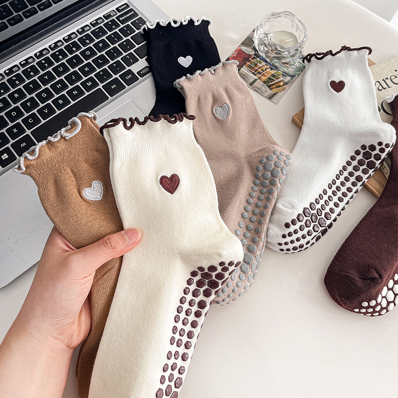 Yoga Socks Women Cotton Heart  - đánh giá và giá Pilates Yoga Grip Socks
