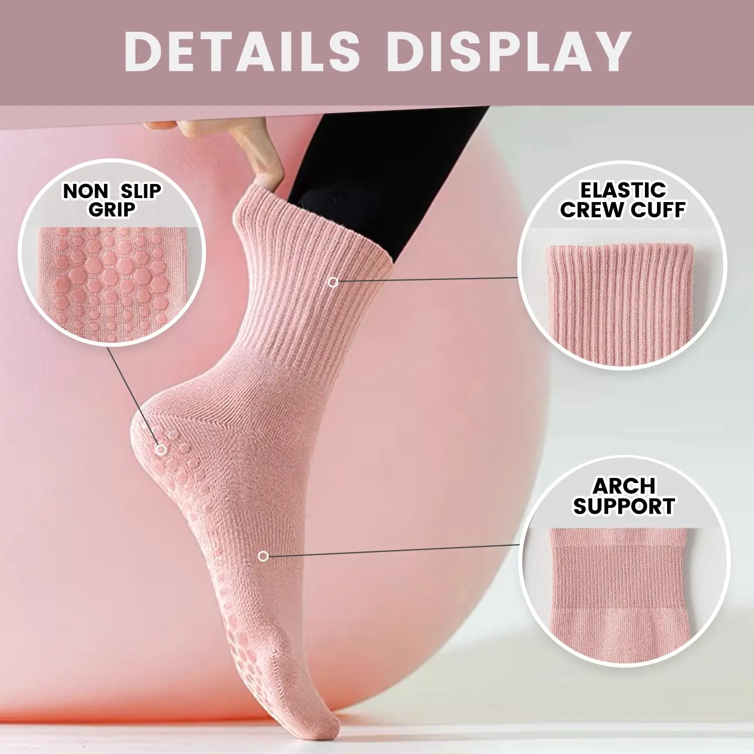 4 pairs of women's yoga socks, - đánh giá và giá Pilates Yoga Grip Socks