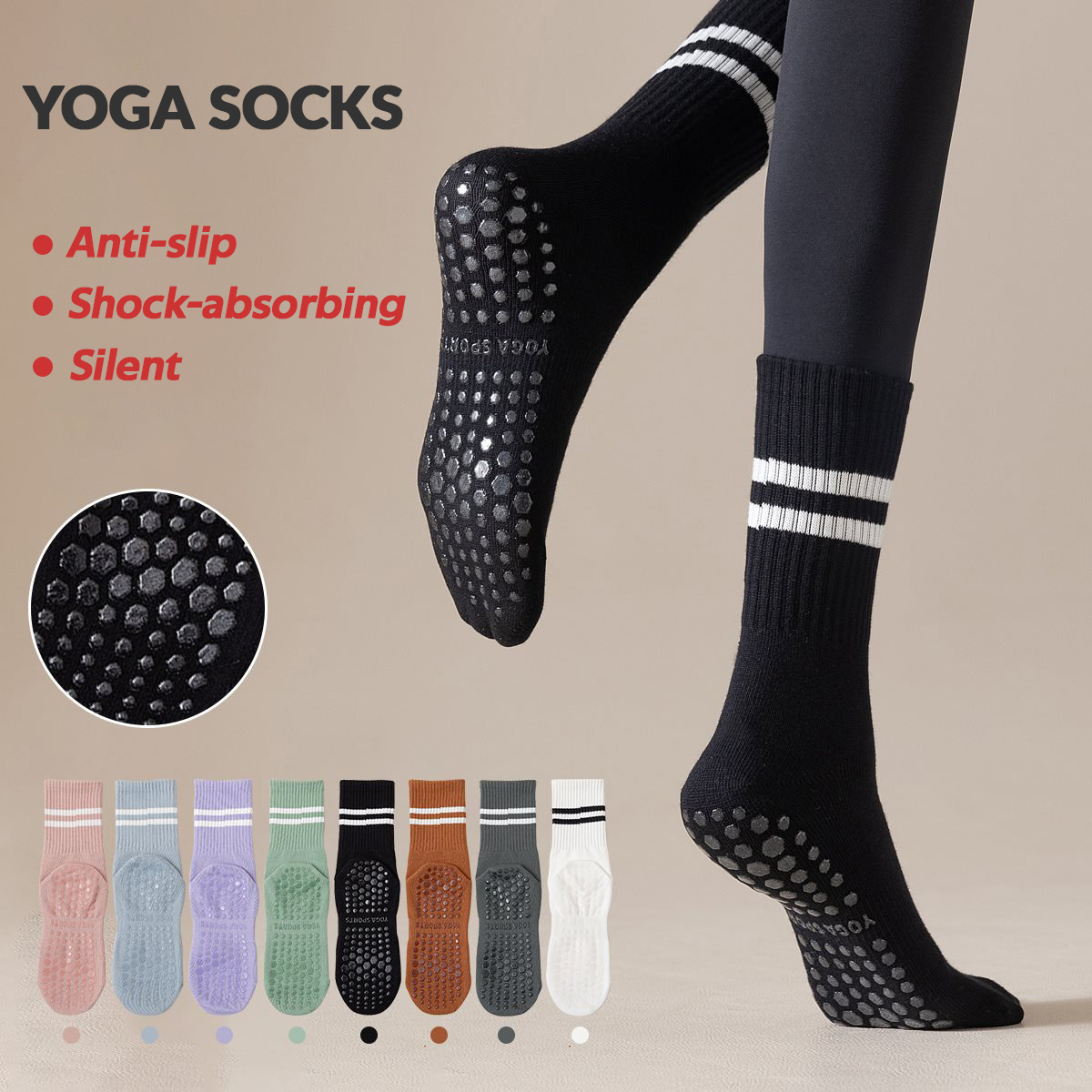3 Pairs Long Yoga Socks with G - đánh giá và giá Pilates Yoga And Barre