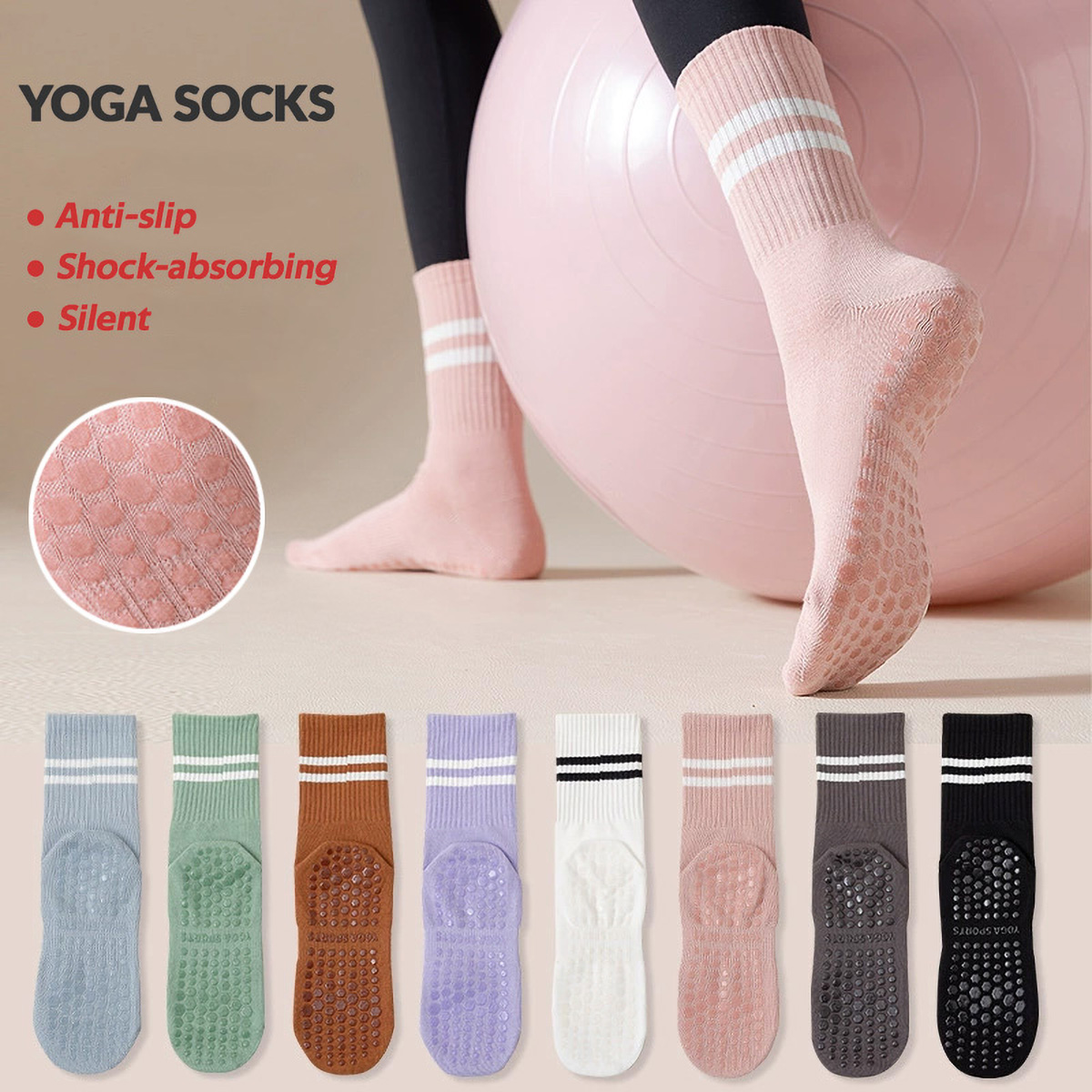 3 Pairs Long Yoga Socks with G - đánh giá và giá Pilates Yoga And Barre